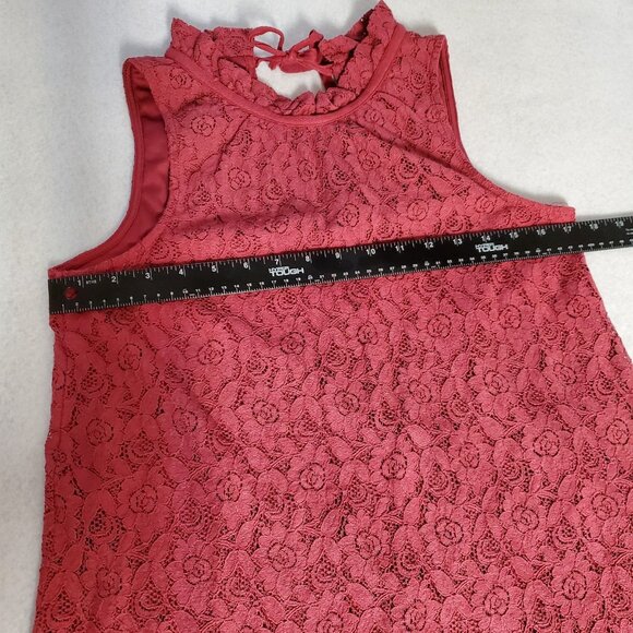 Altar'd State Size S Dress Red Brick Lace Lined Lace Neck Tie Back - Picture 8 of 12